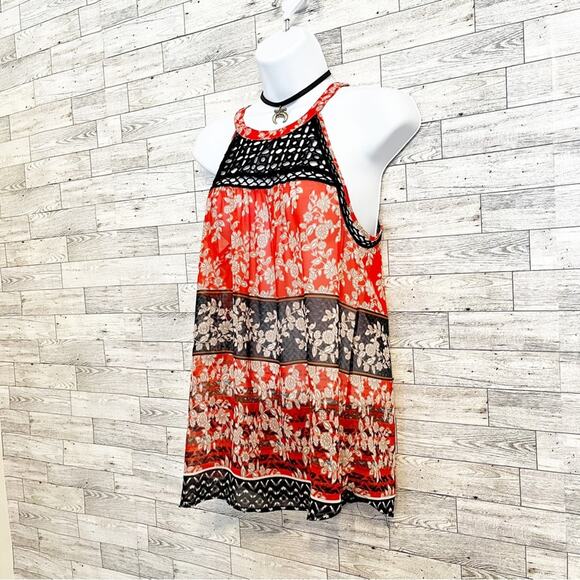 ANTHROPOLOGIE | MEADOW RUE Annora Red & Black Floral Tank Top, S - Picture 4 of 12